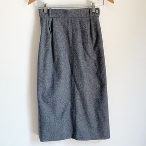 Vintage Jaeger pure wool grey pencil midi skirt
